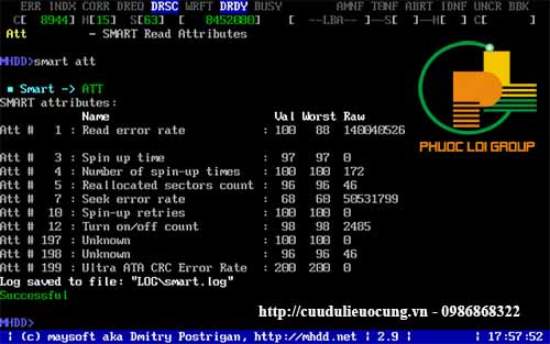 Lệnh Smart trong chương trình sửa ổ cứng MHDD